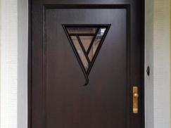 Holz-Haustür dunkelbraun mit Oberlicht